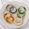 Exaggerated Gradient Color Retro Ins Style Cshaped Acrylic Inlaid Resin Hoop Earrings