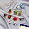 Exaggerated Halloween Luminous Acrylic Brooch With Funny Led Cartoon Ghost Bat Pumpkin Head Badge Electroplated Costume Accessories
