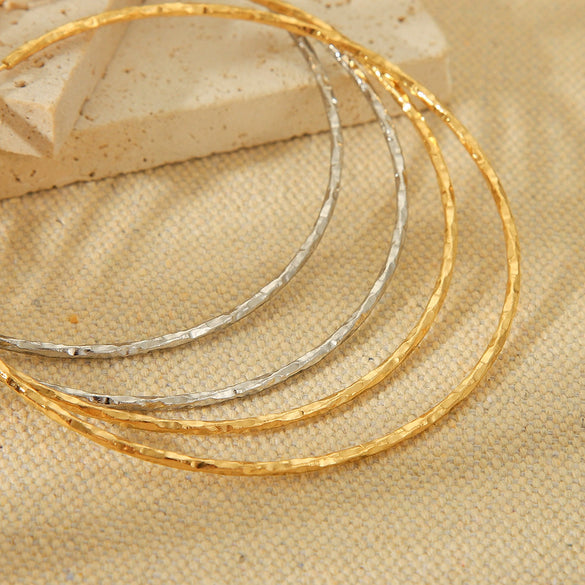 Exaggerated Hammer Pattern Stainless Steel Earrings With Geometric Style And Electroplating Treatment