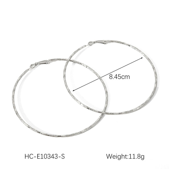 Exaggerated Hammer Pattern Stainless Steel Earrings With Geometric Style And Electroplating Treatment