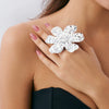Exaggerated Hammered Metal Flower Geometric Pendant Clavicle Necklace Iron Alloy Material With Electroplating