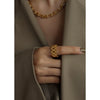 Exaggerated Handmade Titanium Steel Ring With Geometric Pattern For Women
