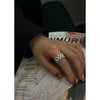 Exaggerated Handmade Titanium Steel Ring With Geometric Pattern For Women