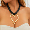 Exaggerated Heart Shape Alloy Beaded Women'S Pendant Necklace