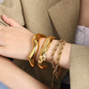 Exaggerated Heavy Industry Irregular Lava Texture Open 316L Stainless Steel Bracelet For Women With Electroplating Treatment And Geometric Style