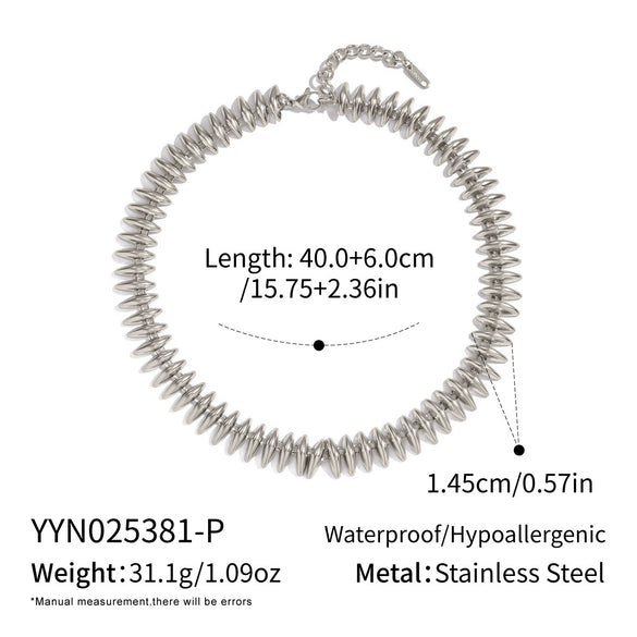 Exaggerated Heavyduty Handmade Stainless Steel Electroplated Bullet Necklace And Bracelet Jewelry Accessories For Women