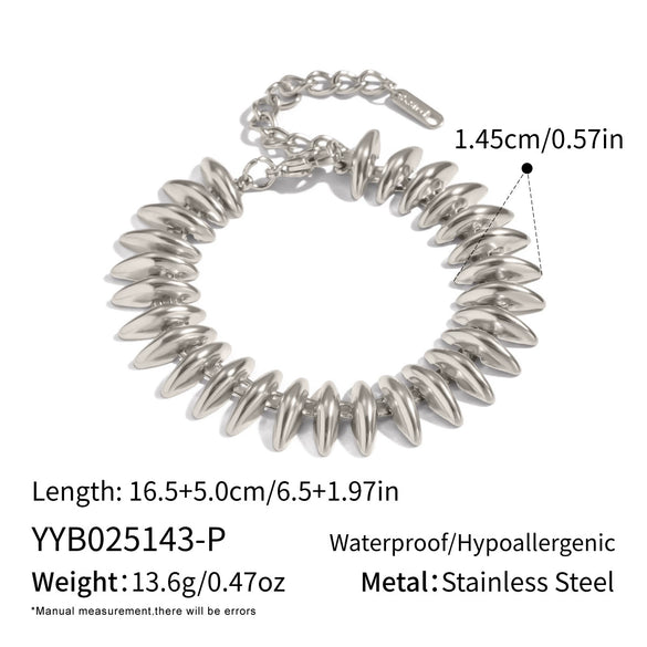 Exaggerated Heavyduty Handmade Stainless Steel Electroplated Bullet Necklace And Bracelet Jewelry Accessories For Women