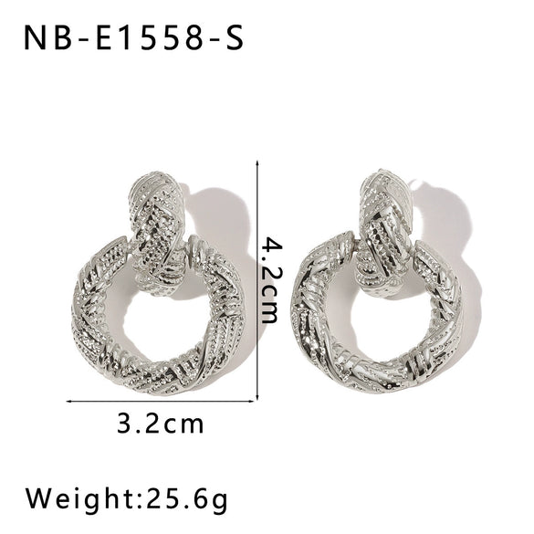 Exaggerated High End Circle Stainless Steel Women's Earrings With Geometric Design And 18K Vacuum Plating In Furnace