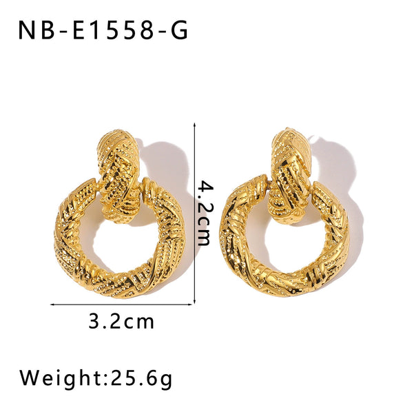 Exaggerated High End Circle Stainless Steel Women's Earrings With Geometric Design And 18K Vacuum Plating In Furnace