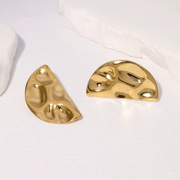 Exaggerated High Level Sense Geometric Semicircle Stainless Steel Electroplated Earrings For Women