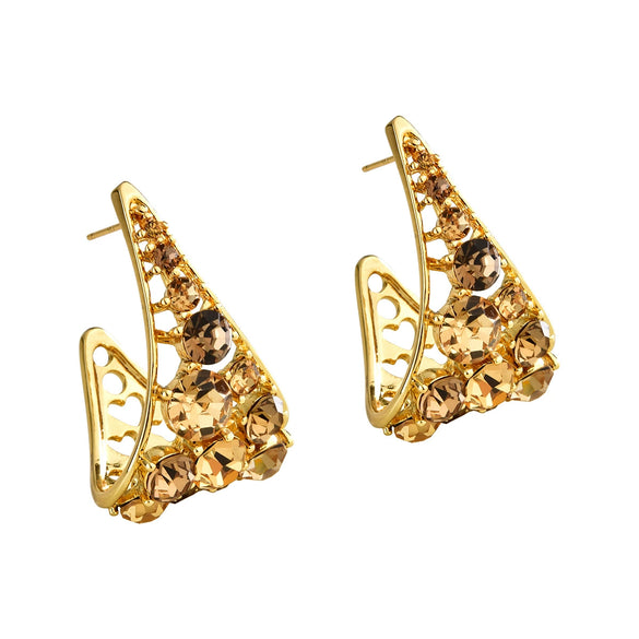 Exaggerated Hollow Diamondshaped Stud Earrings For Women Geometric Alloy With Silver And Gold Plating Sparkly Fashion Jewelry