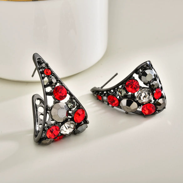 Exaggerated Hollow Diamondshaped Stud Earrings For Women Geometric Alloy With Silver And Gold Plating Sparkly Fashion Jewelry