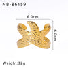 Exaggerated Hollow Flower Starfish Leaf Opening Women's Bracelet In Titanium And Stainless Steel With 18K Furnace Vacuum Plating