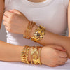 Exaggerated Hollow Flower Starfish Leaf Opening Women's Bracelet In Titanium And Stainless Steel With 18K Furnace Vacuum Plating