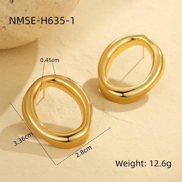 Exaggerated Hollow Irregular Circle Stainless Steel 18K Electroplated Women's Earrings