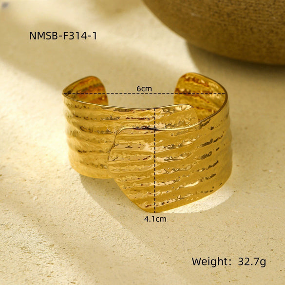 Exaggerated Hollow Leaves Open Stainless Steel 18K Electroplated Titanium Bracelet Fashion Geometric Style