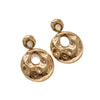 Exaggerated Hollow Round Pendant Earrings With Irregular Wave Pattern Electroplated Iron Alloy Geometric Statement Jewelry With Stainless Steel Ear Posts