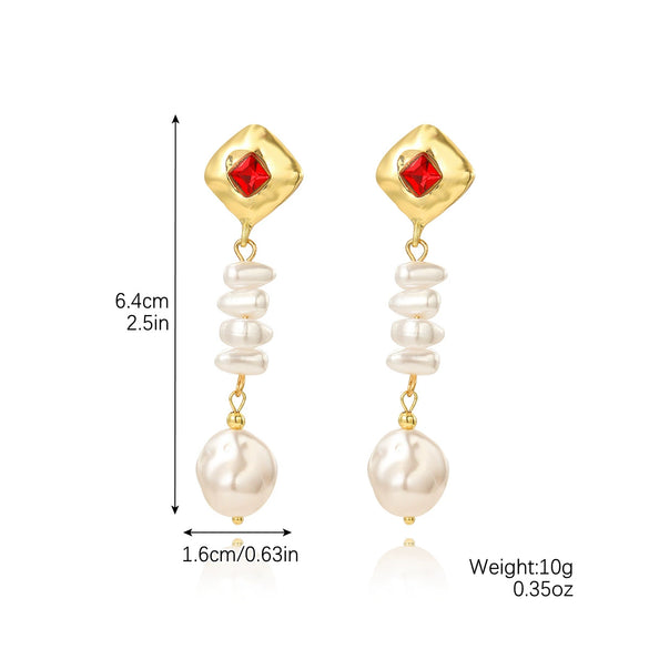 Exaggerated Imitation Pearl Earrings Heart Ushape Drop Shape Geometric For Women