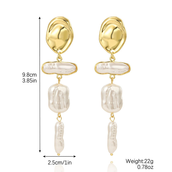 Exaggerated Imitation Pearl Earrings Heart Ushape Drop Shape Geometric For Women