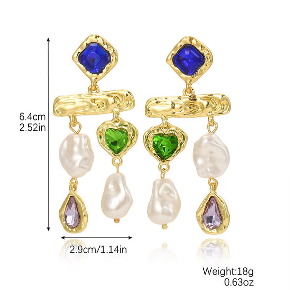Exaggerated Imitation Pearl Earrings Heart Ushape Drop Shape Geometric For Women