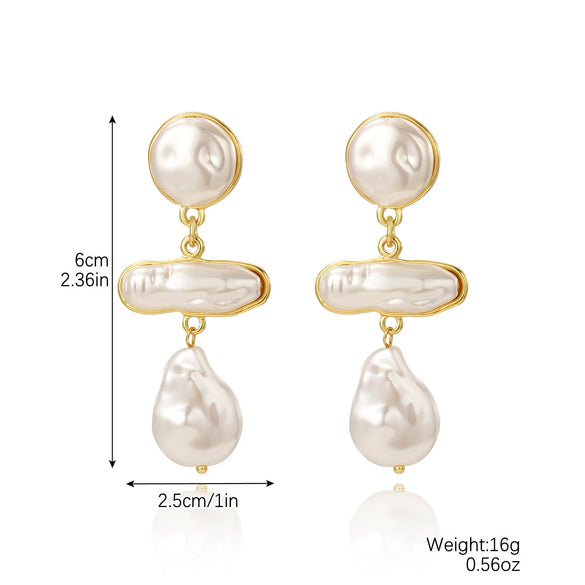 Exaggerated Imitation Pearl Earrings Heart Ushape Drop Shape Geometric For Women