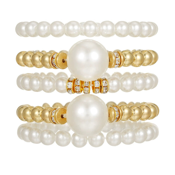Exaggerated Imitation Pearl Women's Multilayered Geometric Hand Jewelry Hiphop Bracelet