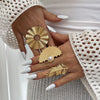 Exaggerated Irregular Feather Ring With Geometric Pearl Inlay Polished Zinc Alloy Statement Jewelry For Unisex Wear