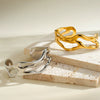 Exaggerated Irregular Geometric Hollow Bracelet In Stainless Steel With 18K Vacuum Gold Plating For Statement Jewelry