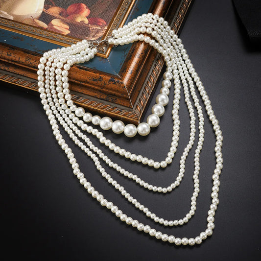 Exaggerated Lady Round ABS Imitation Pearl Wholesale Layered Necklaces