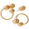 Exaggerated Large Geometric Ball Hoop Earrings For Women In Goldplated Stainless Steel