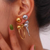 Exaggerated Large Geometric Ball Hoop Earrings For Women In Goldplated Stainless Steel