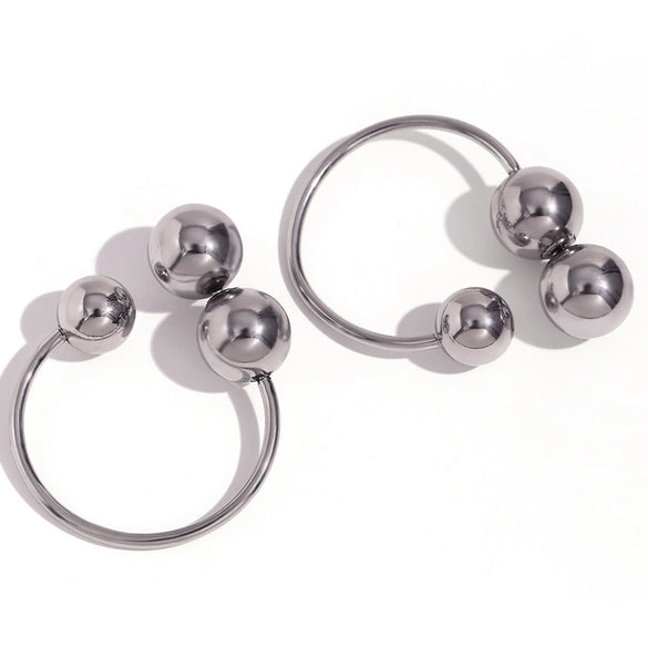 Exaggerated Large Geometric Ball Hoop Earrings For Women In Goldplated Stainless Steel