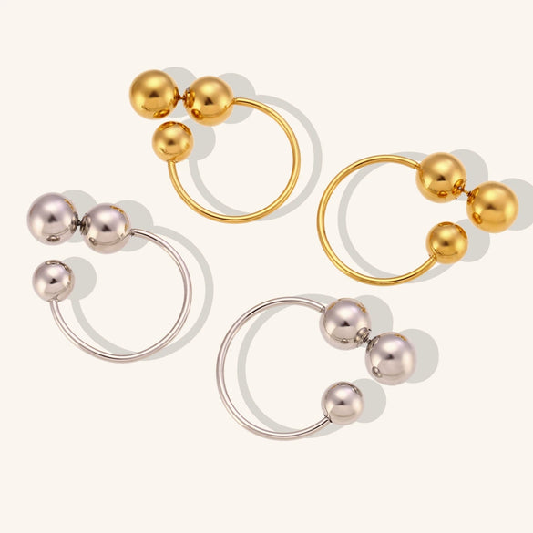 Exaggerated Large Geometric Ball Hoop Earrings For Women In Goldplated Stainless Steel