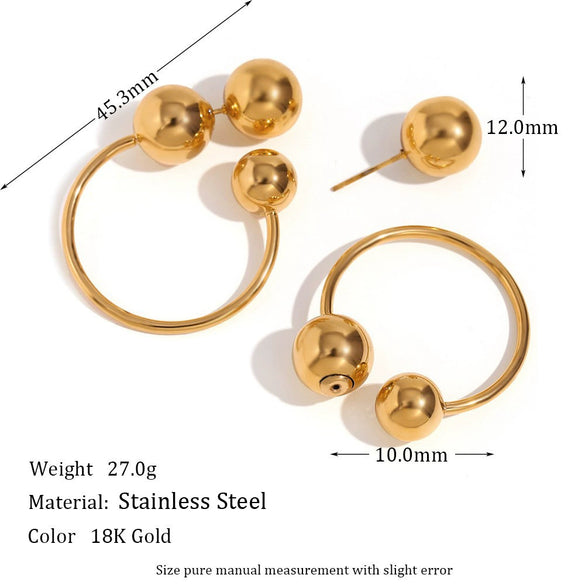 Exaggerated Large Geometric Ball Hoop Earrings For Women In Goldplated Stainless Steel