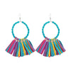 Exaggerated Large Round Handmade Leather Turquoise Geometric Earrings For Women