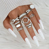 Exaggerated Lines Irregular Water Drop Glossy Alloy Ring Set For Women With Geometric Design And Electroplating