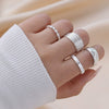 Exaggerated Lines Irregular Water Drop Glossy Alloy Ring Set For Women With Geometric Design And Electroplating