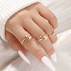 Exaggerated Lines Irregular Water Drop Glossy Alloy Ring Set For Women With Geometric Design And Electroplating