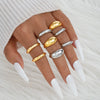 Exaggerated Lines Irregular Water Drop Glossy Alloy Ring Set For Women With Geometric Design And Electroplating