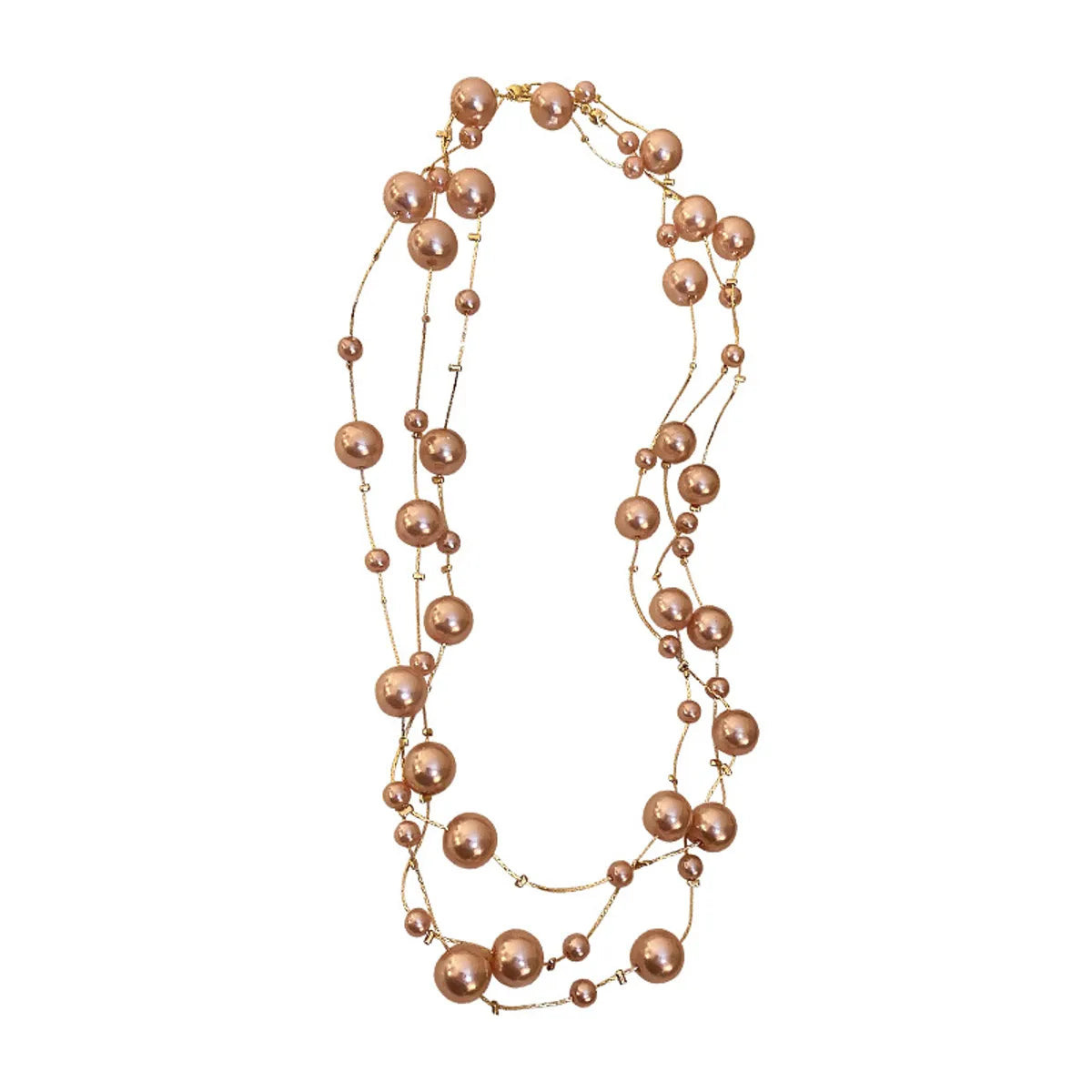 Exaggerated Long Pearl Simple Alloy Multi-layer Necklace Wholesale