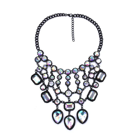 Exaggerated Luxurious Geometric Alloy Inlay Artificial Crystal Women'S Necklace