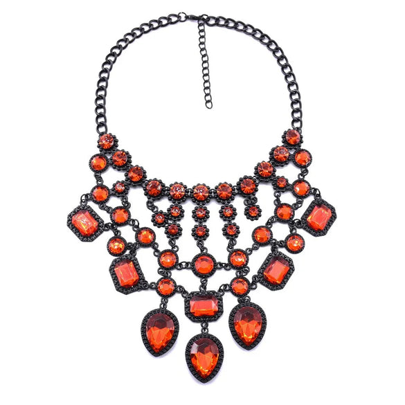 Exaggerated Luxurious Geometric Alloy Inlay Artificial Crystal Women'S Necklace