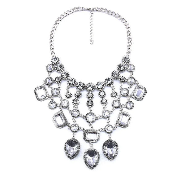 Exaggerated Luxurious Geometric Alloy Inlay Artificial Crystal Women'S Necklace