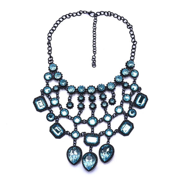 Exaggerated Luxurious Geometric Alloy Inlay Artificial Crystal Women'S Necklace