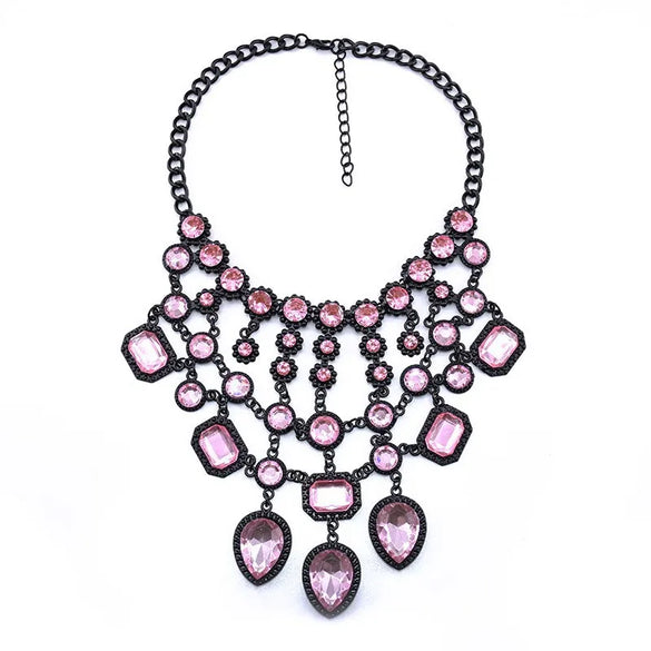 Exaggerated Luxurious Geometric Alloy Inlay Artificial Crystal Women'S Necklace