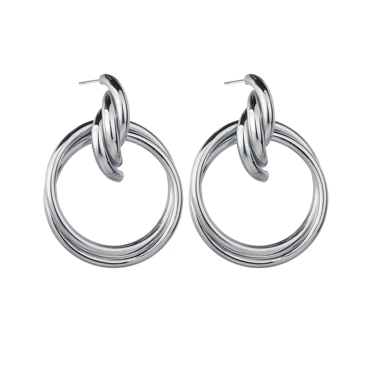 Exaggerated Metal Knotted Twist Geometric Round Creative Earrings