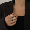 Exaggerated Metal Pearl Open Water Drop Wide Stripe Spring Buckle Electroplated Bracelet