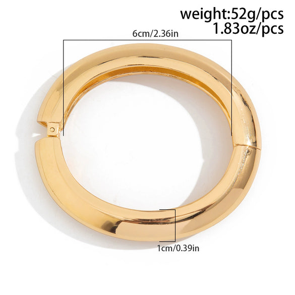 Exaggerated Metal Pearl Open Water Drop Wide Stripe Spring Buckle Electroplated Bracelet