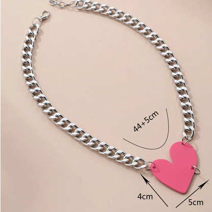 Exaggerated Modern Style Classic Style Heart Shape 304 Stainless Steel Alloy Spray Paint Plating Women'S Pendant Necklace