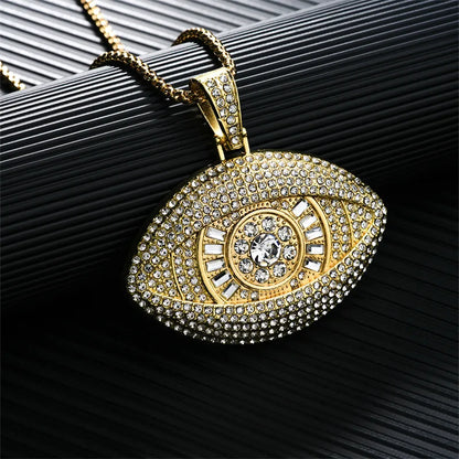 Exaggerated Modern Style Devil'S Eye 304 Stainless Steel Alloy Plating Inlay Rhinestones K Gold Plated Rhodium Plated Men'S Pendant Necklace